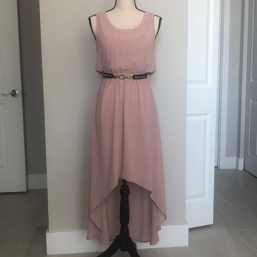 Blush pink high low maxi dress
